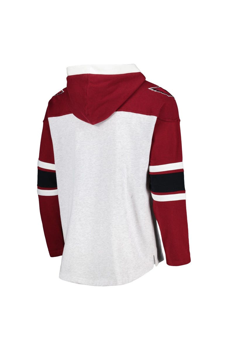 '47 Men's '47 Arizona Cardinals Heather Gray Gridiron Lace-Up Pullover Hoodie, Alternate, color, Gray