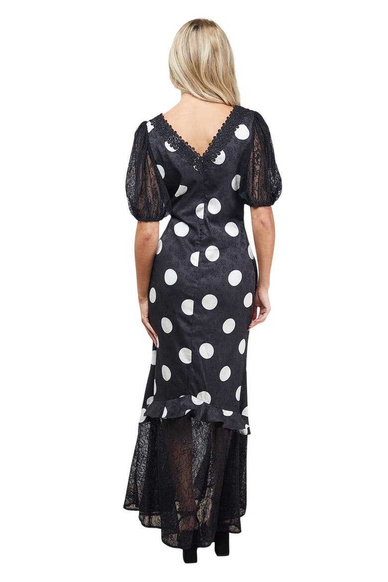 Frill Detail Puff Sleeve Midi Dress, Alternate, color, Black