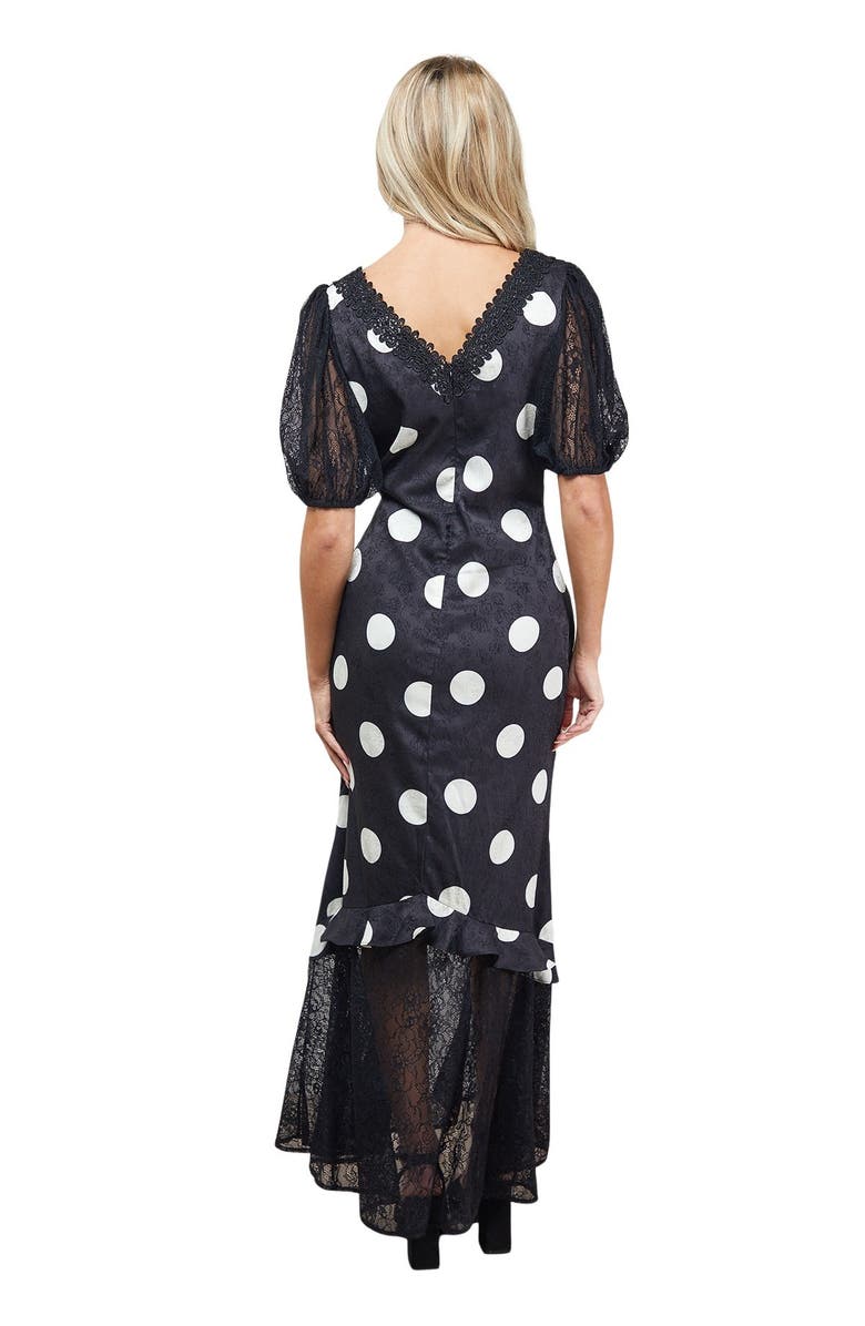 Oasis Frill Detail Puff Sleeve Midi Dress, Alternate, color, Black