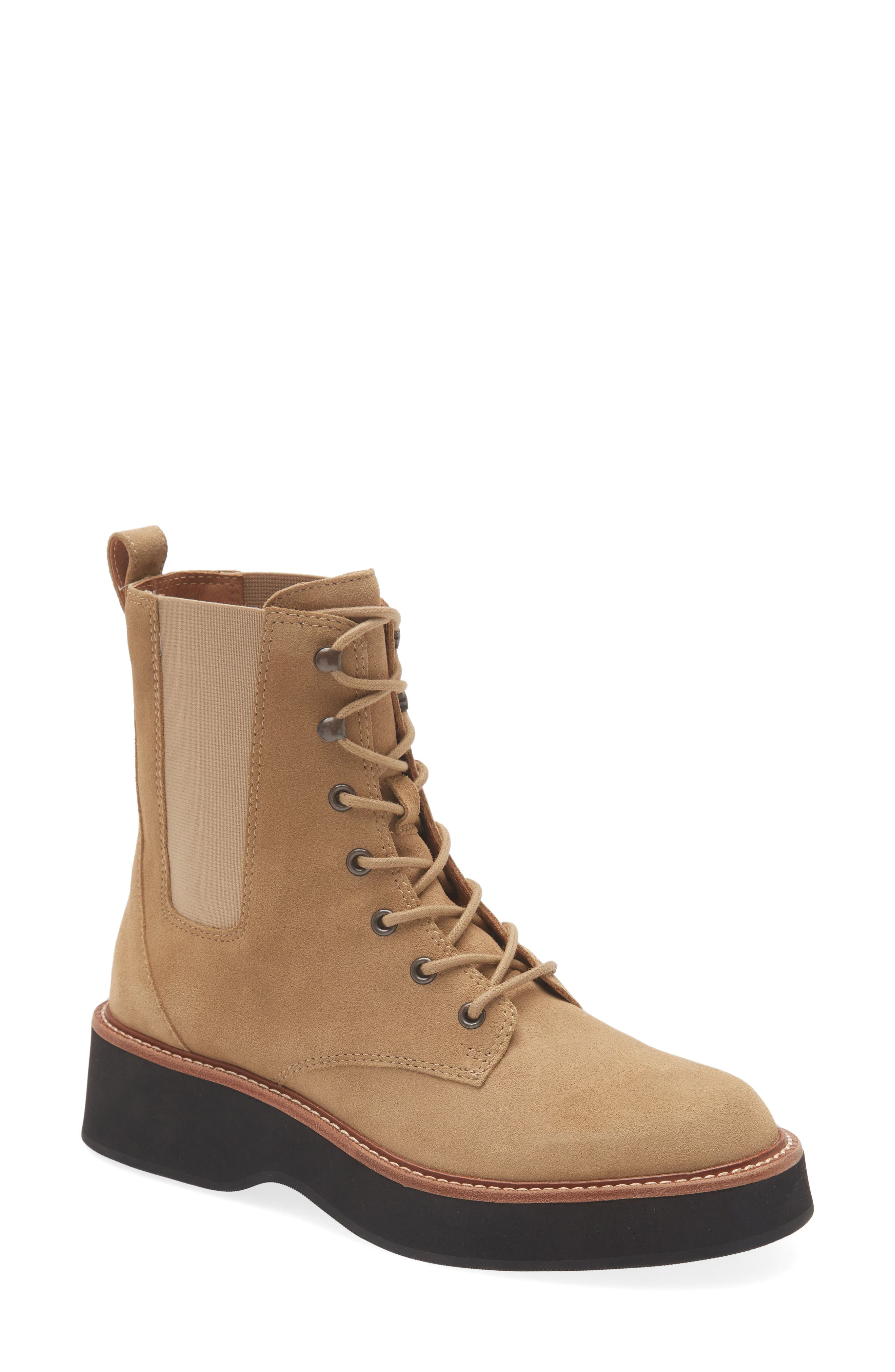 Lace-Up Chelsea Boot, Main, color, EARTHEN SAND