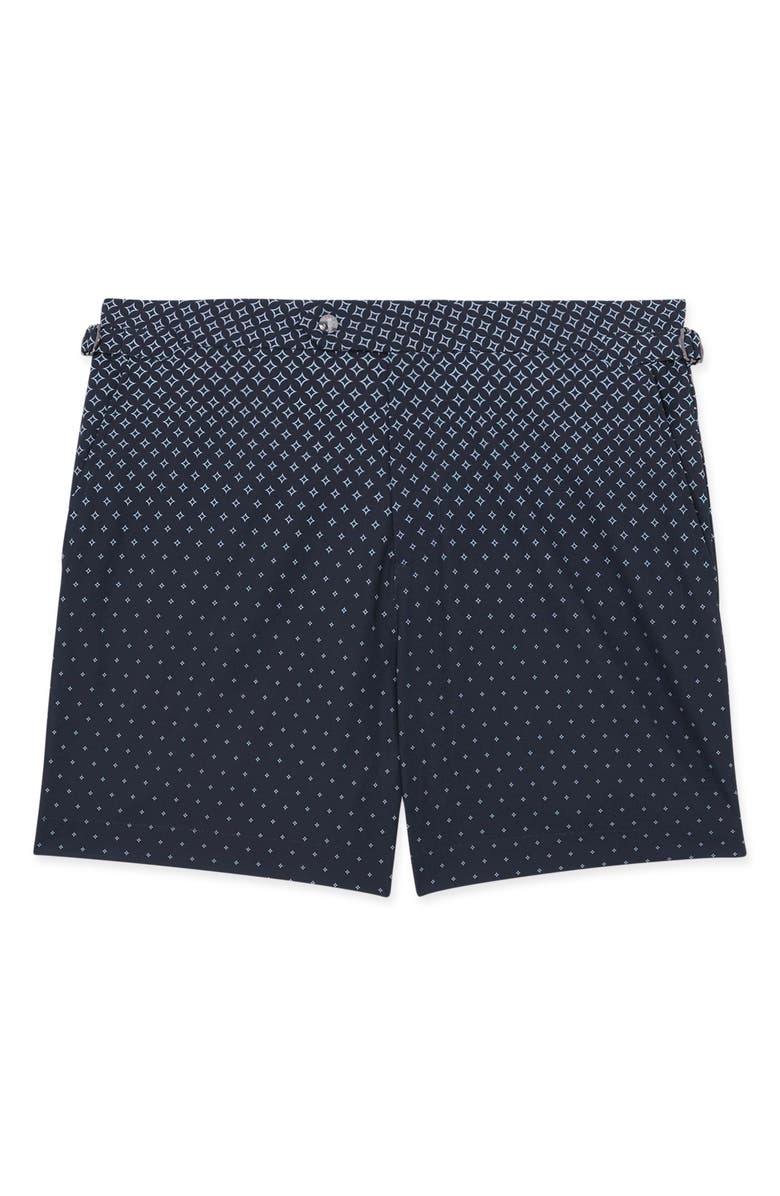 Reiss Darli Gradient Geo Print Side Adjuster Swim Trunks, Alternate, color, Navy