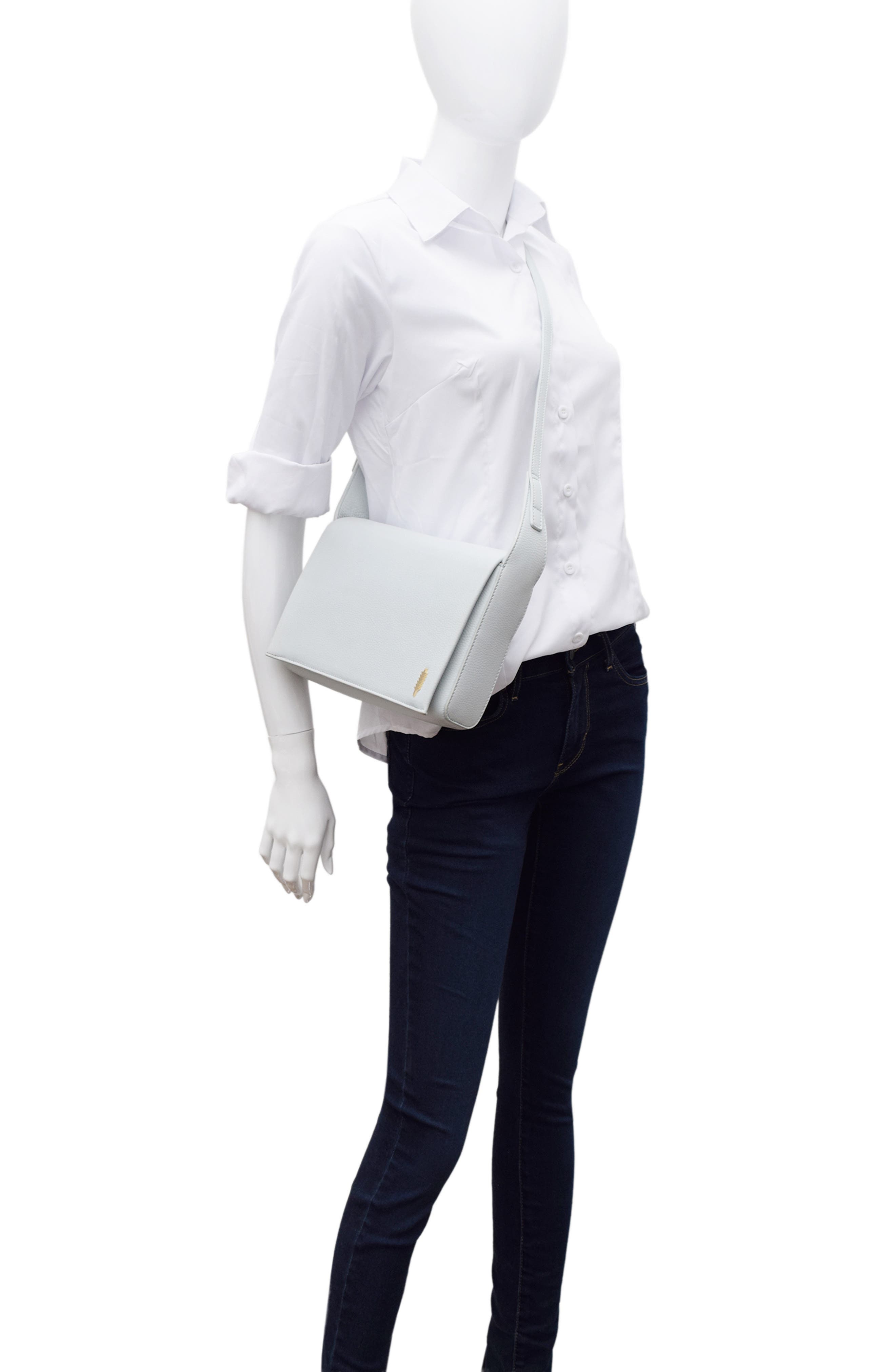 Thacker Jennie Leather Flap Shoulder Bag, Alternate, color, Maldives Blue