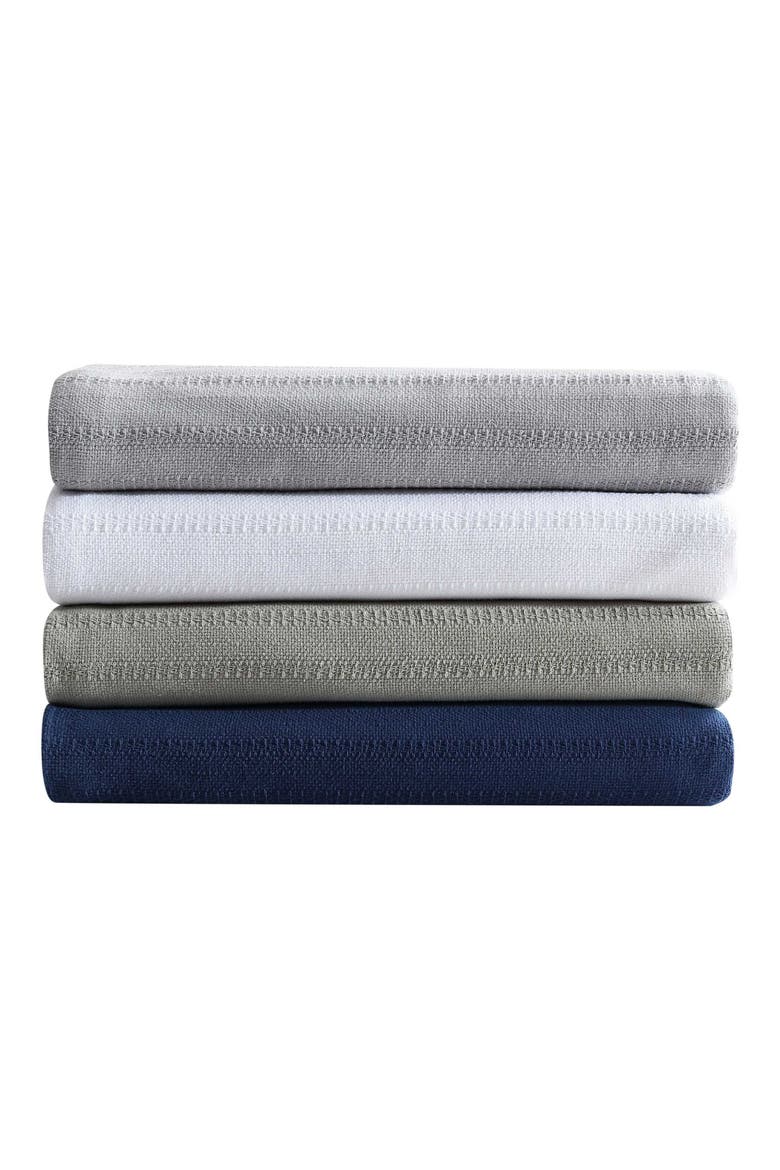 Variegated Weave Stripe Cotton Blanket, Alternate, color, GREEN