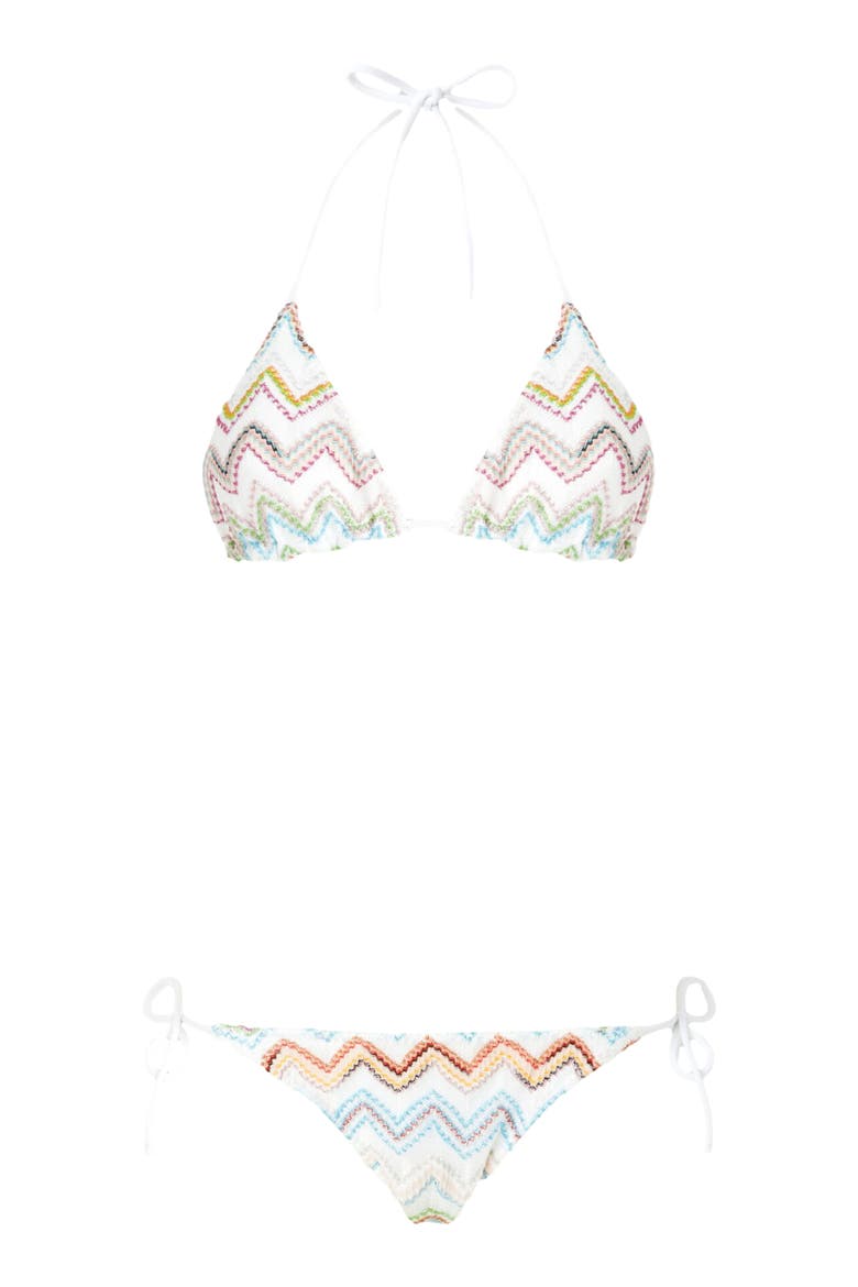 Triangle Bikini With 3d Lamé Zig Zag, Alternate, color, Multicoloured