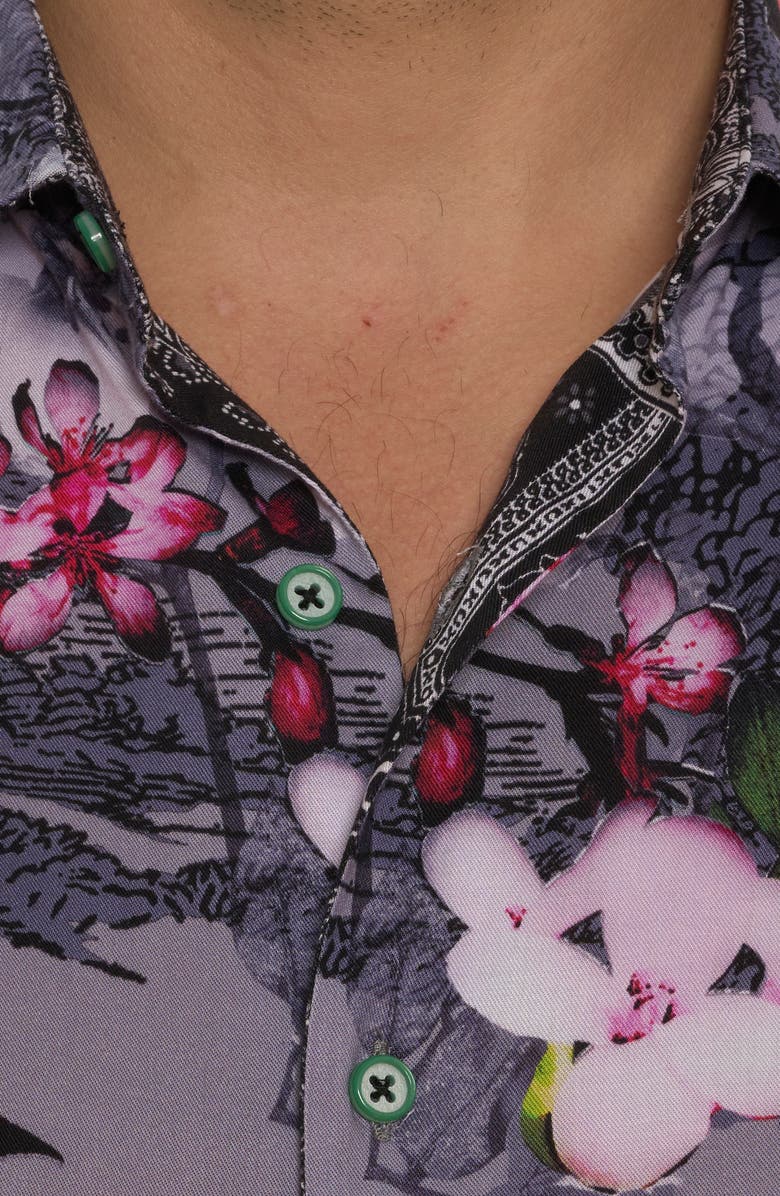 Robert Graham Langham Floral Short Sleeve Button-Up Shirt, Alternate, color, 
