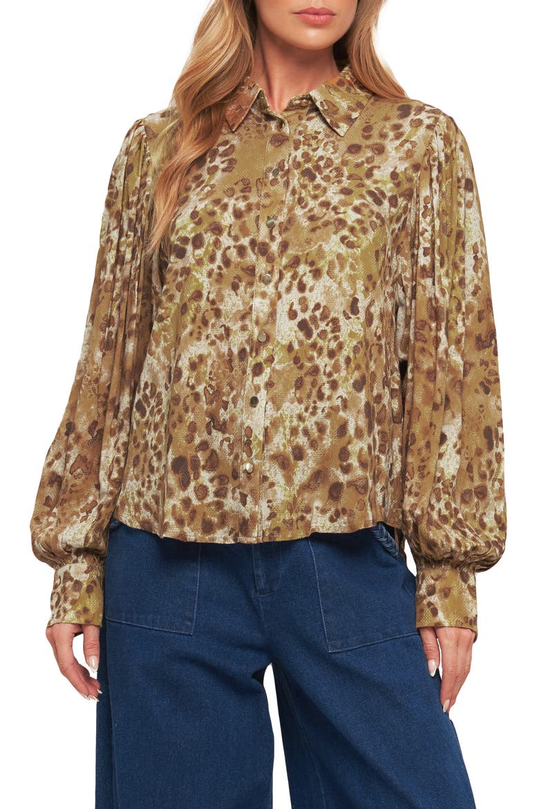 Long Sleeve Button-Up Shirt, Main, color, TAUPE BROWN