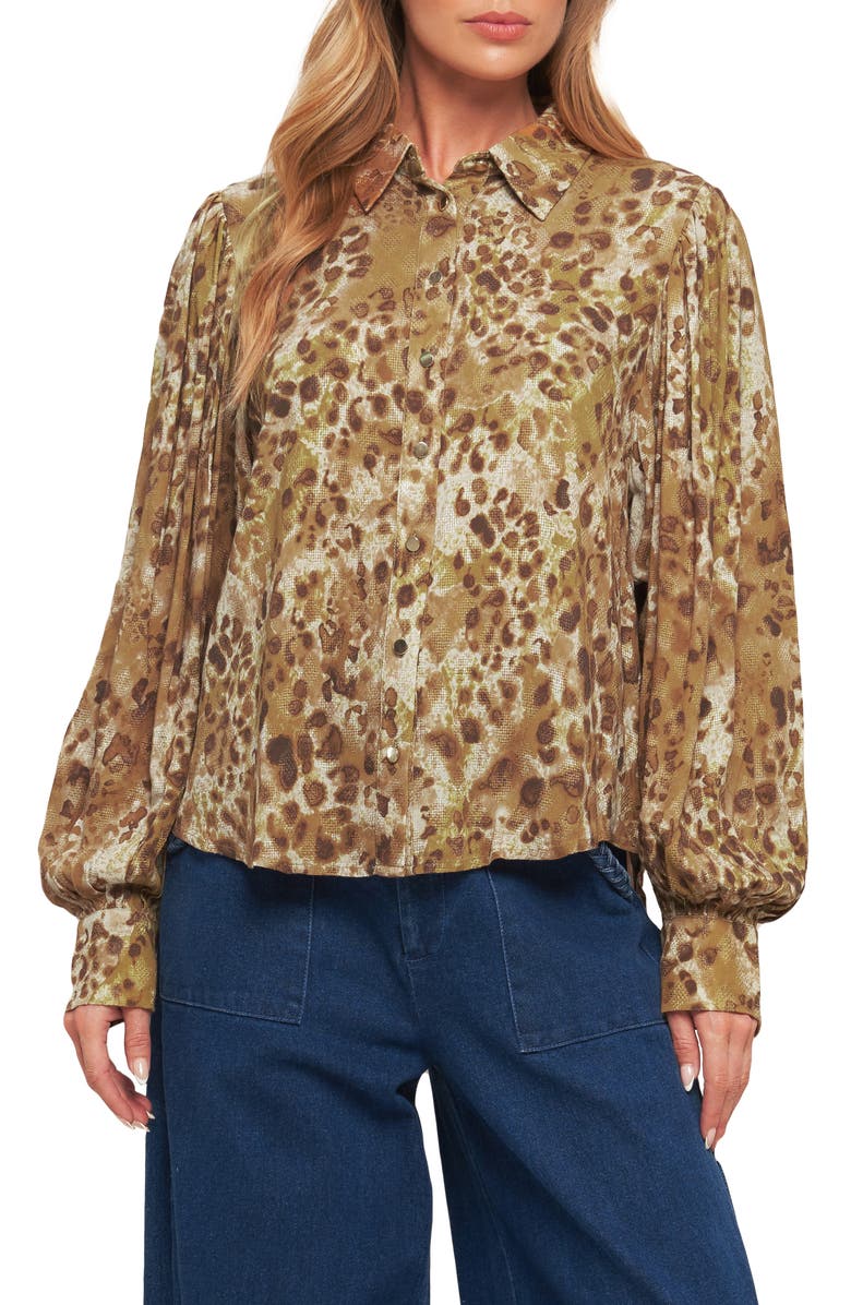 FLYING TOMATO Long Sleeve Button-Up Shirt, Main, color, Taupe Brown