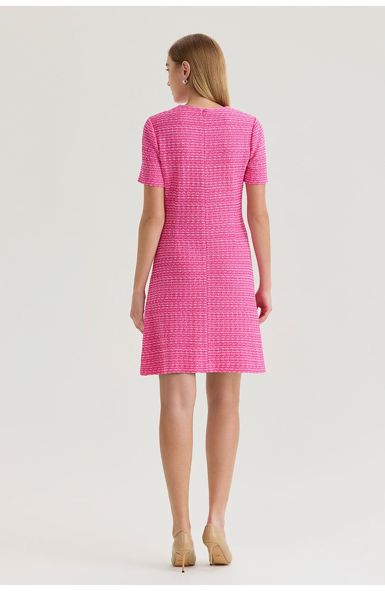 Ming Wang A-Line Tweed Texture Above-The-Knee Dress, Alternate, color, Carmine Rose/White