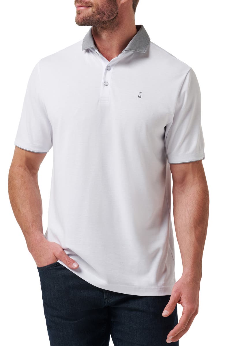 TravisMathew Reservation Number Cotton Blend Polo, Main, color, White