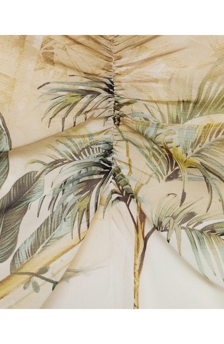 MANGO Tropical Print Front Slit Skirt, Alternate, color, 