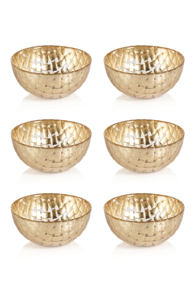 Braided Set of 6 Condiment Bowls, Main, color, GOLD