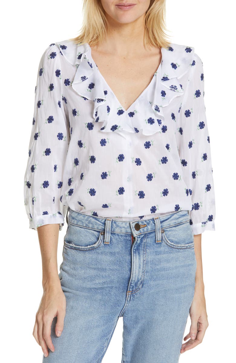Smythe Over the Head Embroidered Blouse, Main, color,