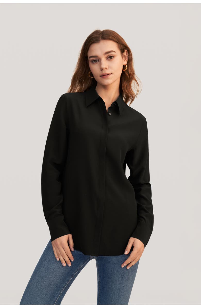 Lilysilk Classic Comfort Silk Shirt, Alternate, color, Black