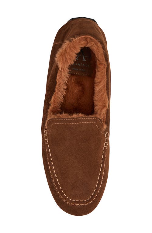 Aquatalia Qalista Weatherproof Faux Shearling Lined Driving Shoe In Brown