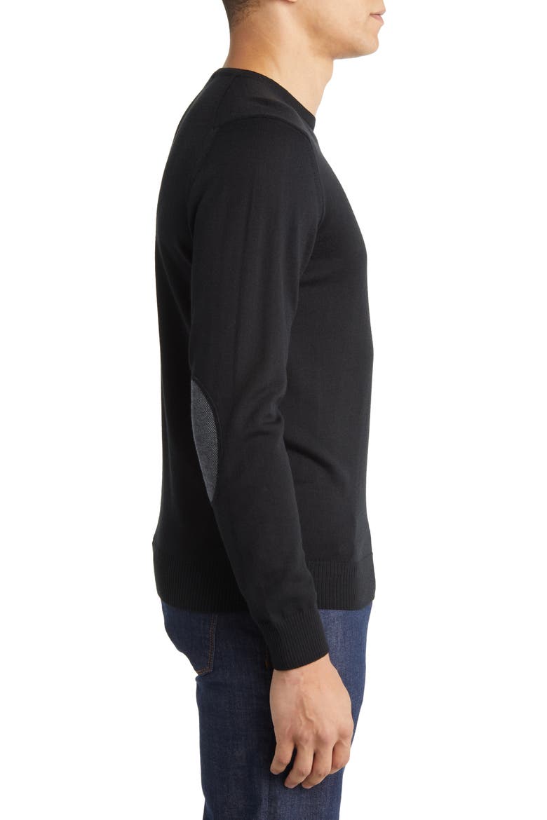 Fine Gauge Merino Wool Crewneck Sweater, Alternate, color, BLACK