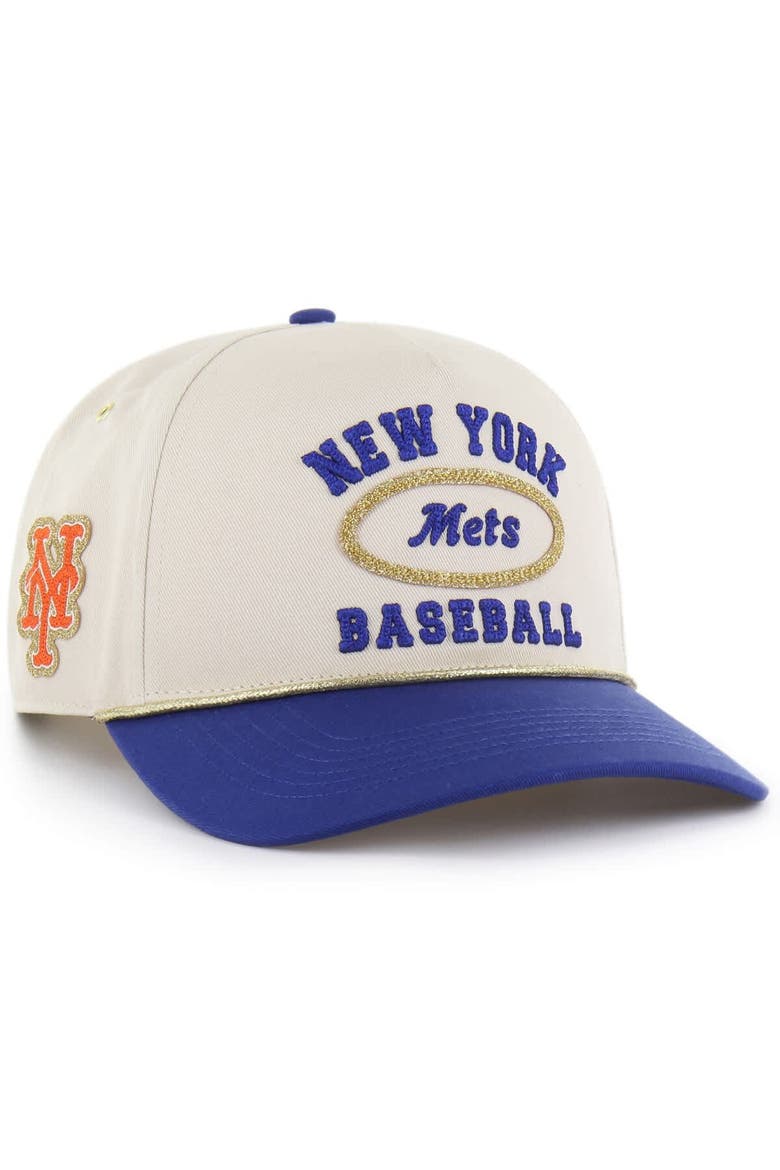 Men's '47 x Stoney Clover Lane  Natural/Royal New York Mets Glitter Rope Hitch Adjustable Hat, Main, color, Natural