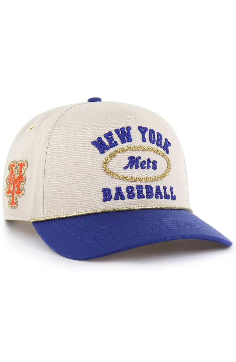 Stoney Clover Lane X '47 Men's '47 x Stoney Clover Lane Natural/Royal New York Mets Glitter Rope Hitch Adjustable Hat, Main, color, Natural