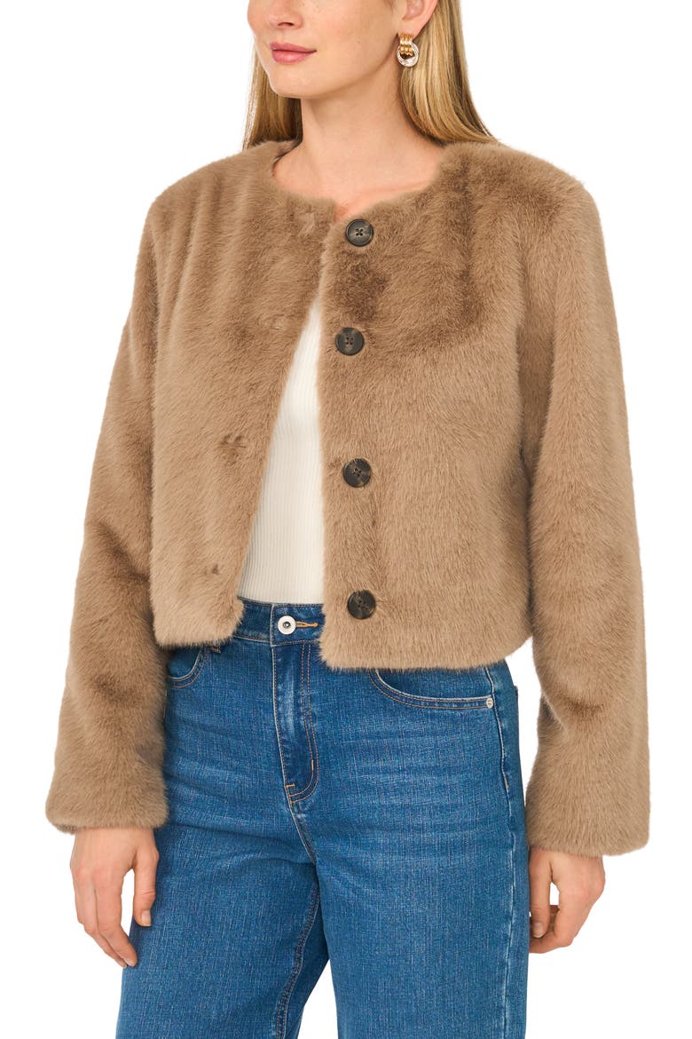 Faux Fur Jacket, Alternate, color, SAVANNAH TAN
