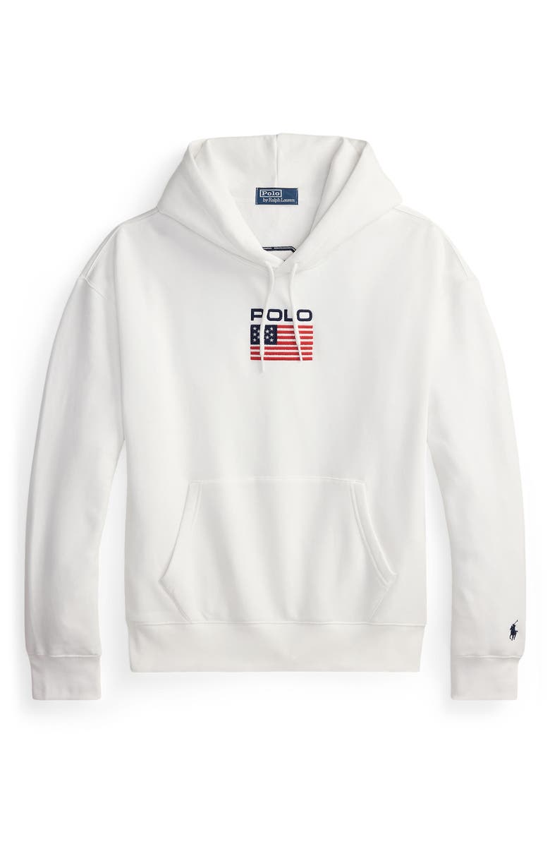 Polo Ralph Lauren Flag Fleece Pullover Hoodie, Alternate, color, White