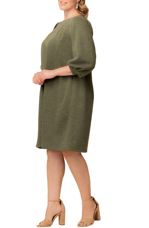 Kiyonna Madison Long Sleeve Sweater Dress In Green