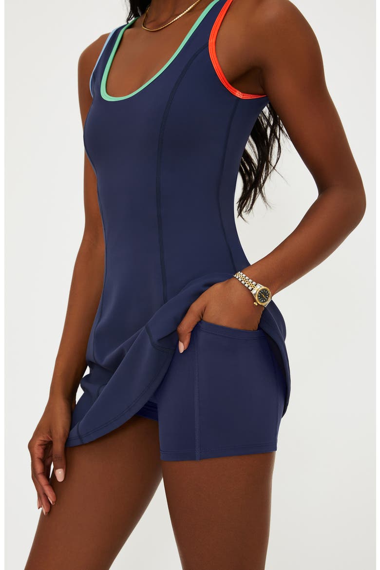 Amaris Colorpop Trim Active Skirted Romper, Alternate, color, CAPE COD COLORBLOCK
