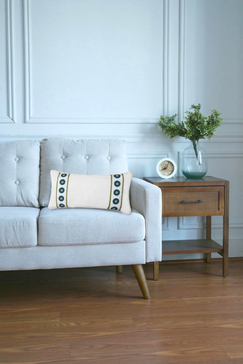 Tara Stripe Tufted Lumbar Accent Pillow 12" x 24", Alternate, color, White