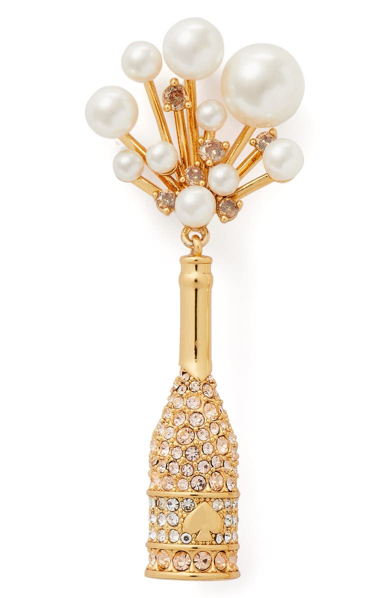 Kate Spade New York champagne bottle drop earrings, Alternate, color, Champagne/ Gold