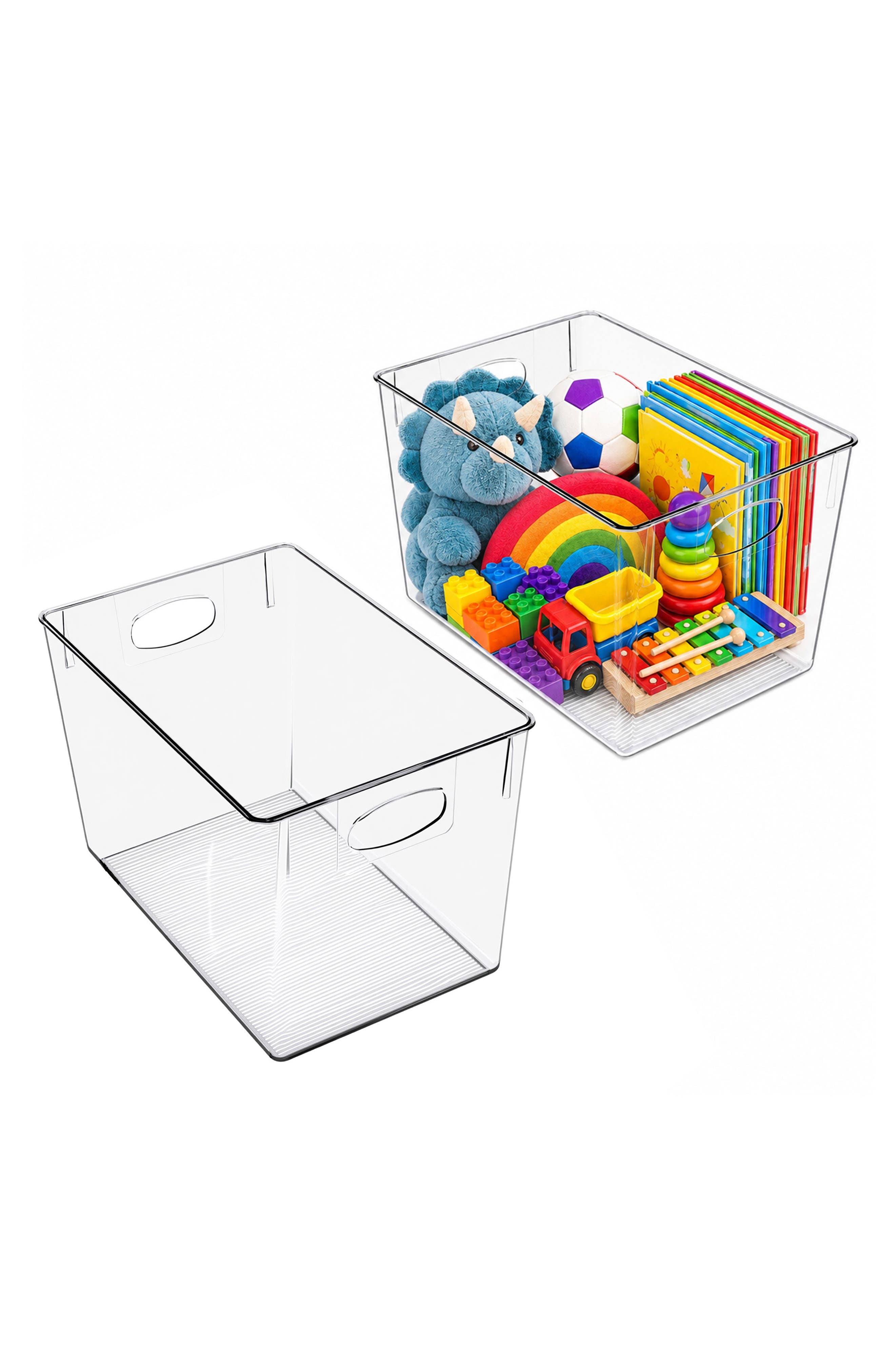 Set of 2 Large Clear Storage Bins