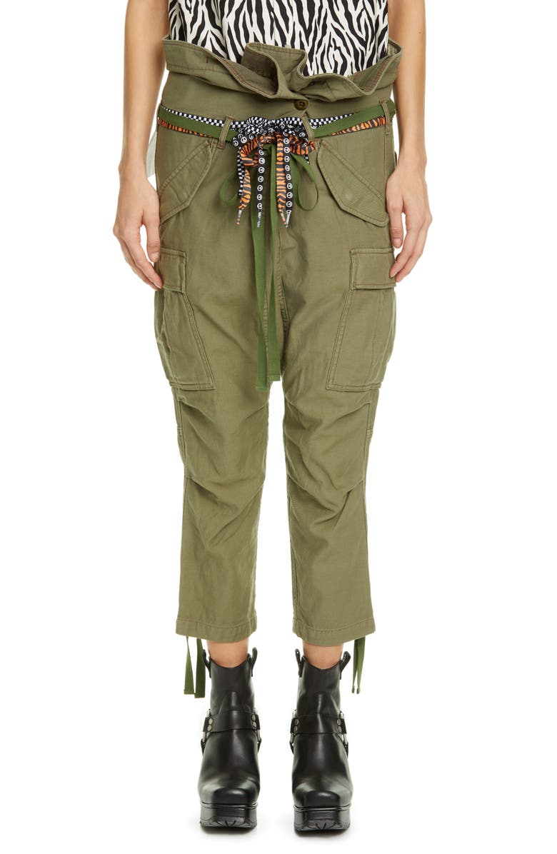 R13 Rolled Waist Drop Crotch Cargo Pants, Main, color, 
