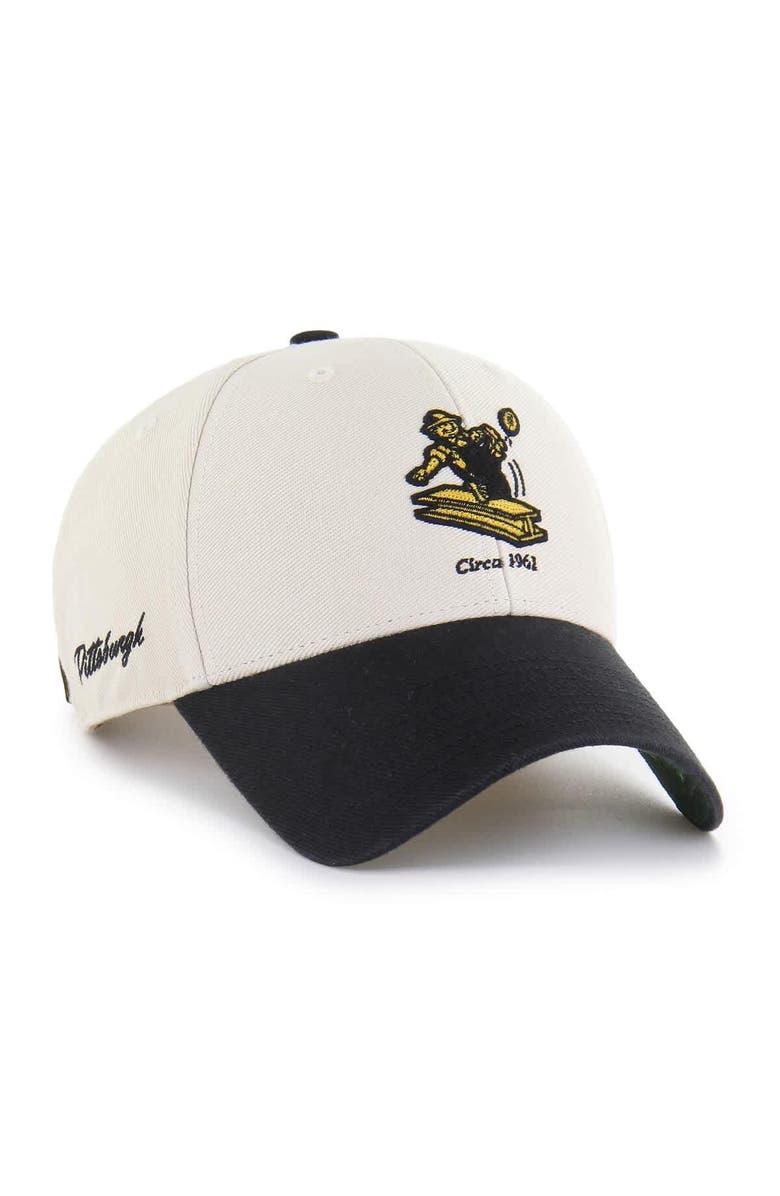 '47 Men's '47 Cream/Black Pittsburgh Steelers Fairfield MVP Throwback Adjustable Hat, Main, color, Cream