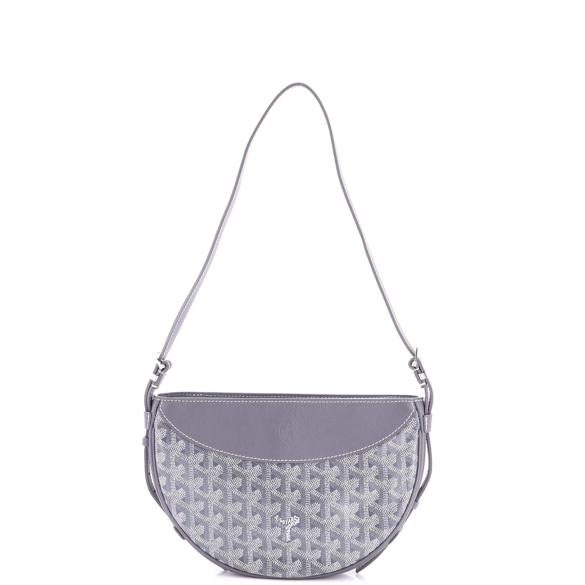Hirondelle Shoulder Bag Coated Canvas and Leather, Alternate, color, Gray