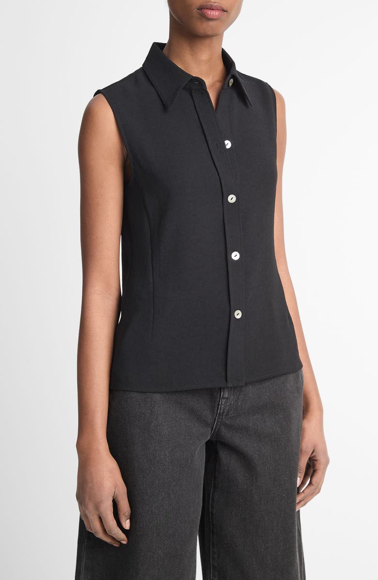 Vince Sleeveless Button-Up Shirt, Alternate, color, Black