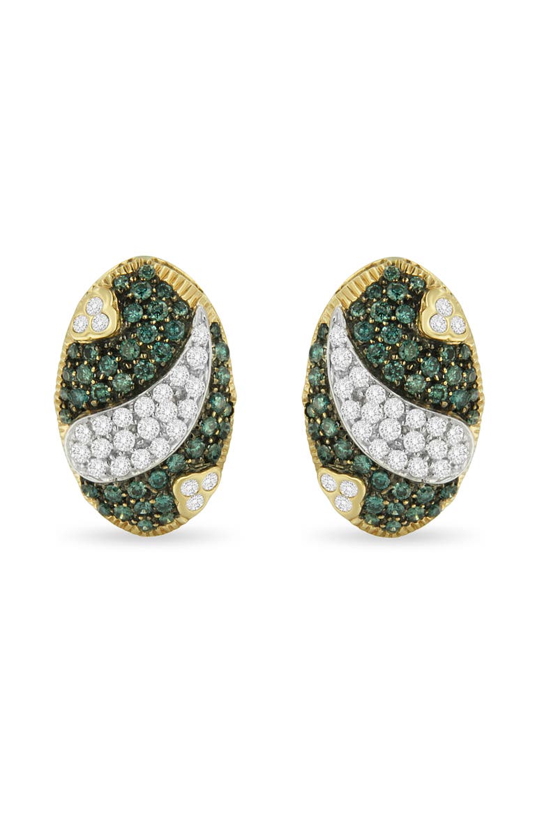 14K Yellow Gold 2-1/10 Cttw Diamond Oval Omega Back Stud Earring, Alternate, color, Yellow