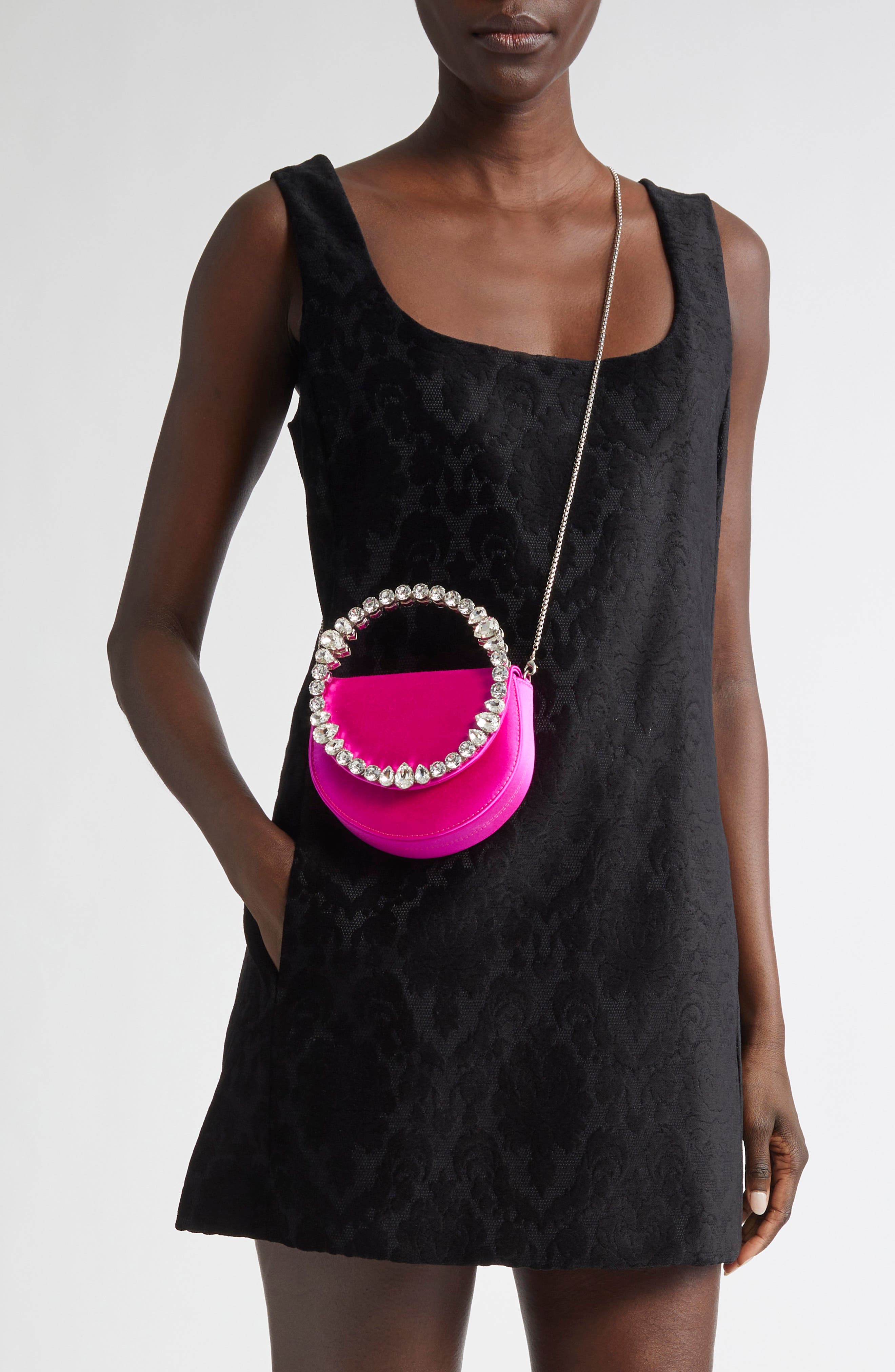 L’alingi Mini Lily Satin Clutch, Alternate, color, Hot Pink