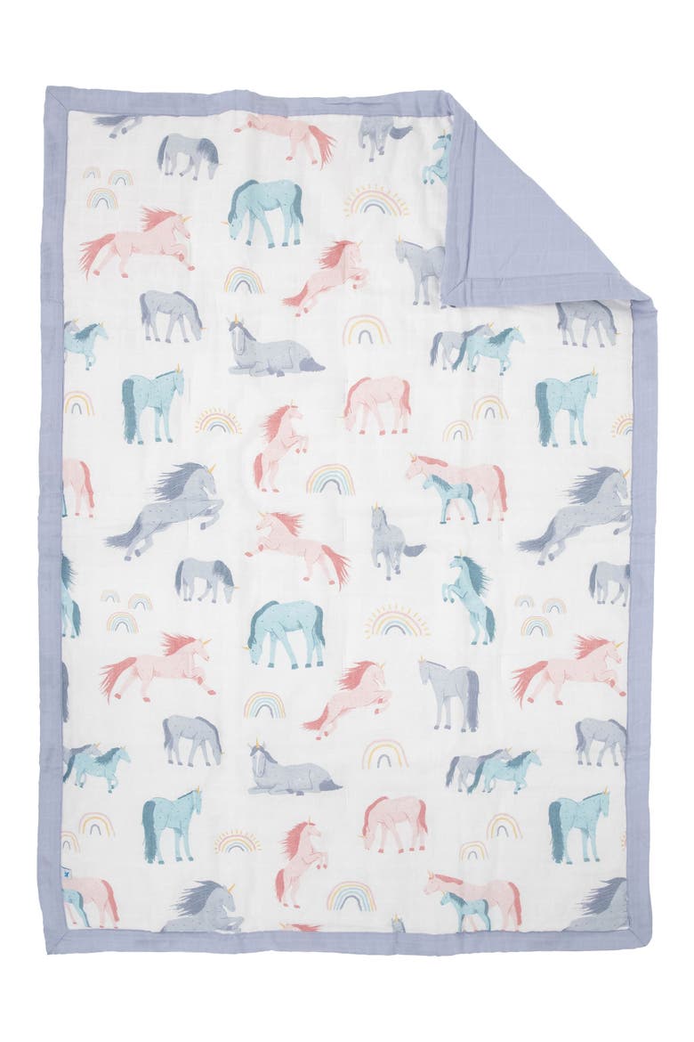 Cotton Muslin Toddler Comforter, Main, color, UNICORNS