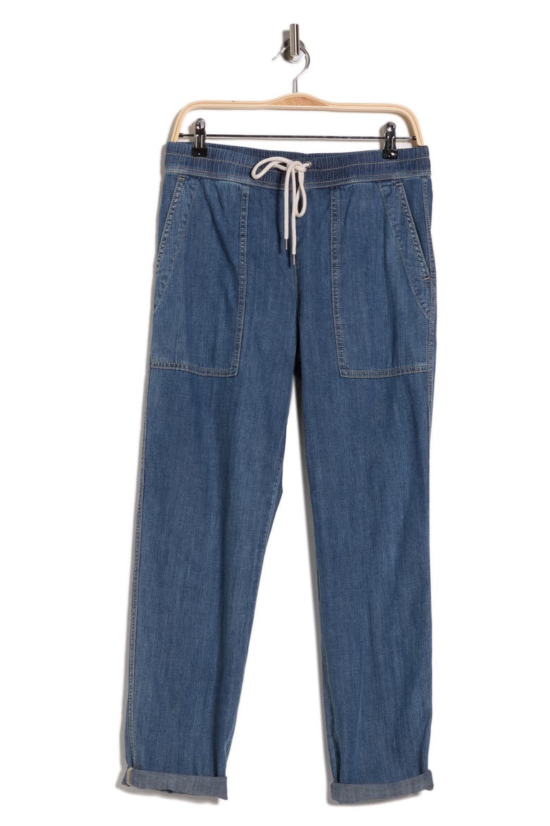 Cotton Chambray Denim Pants, Alternate, color, MEDIUM WASH