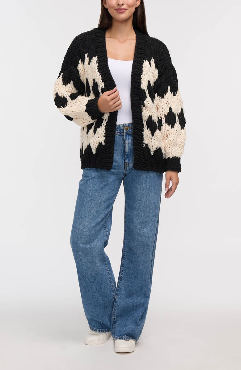 NVLT Chunky Stitch Cardigan, Alternate, color, Black/ Marshmallow