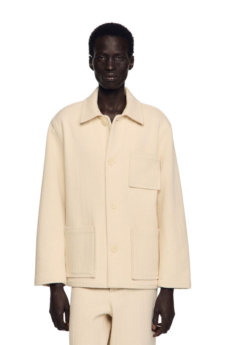 SANDRO Cotton worker jacket, Alternate, color, Ecru