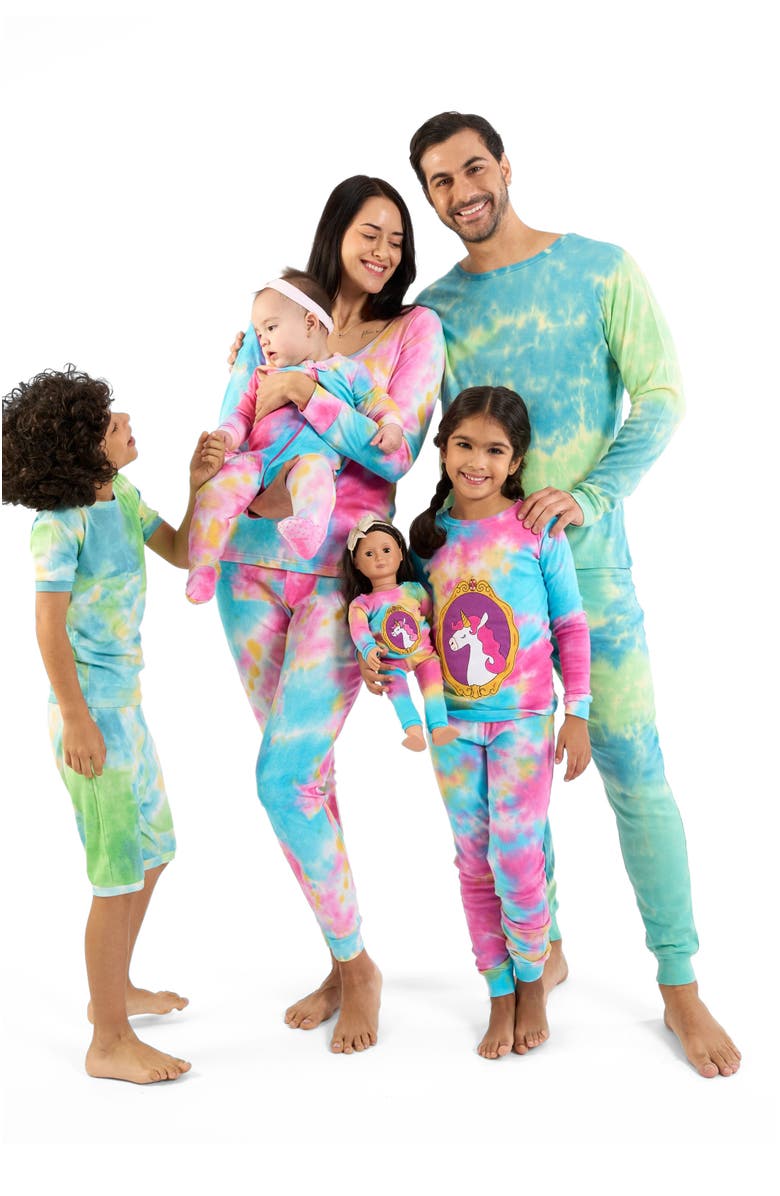 Leveret Women's Cotton Tie Dye Matching Family Pajamas, Alternate, color, Tie Dye Rainbow