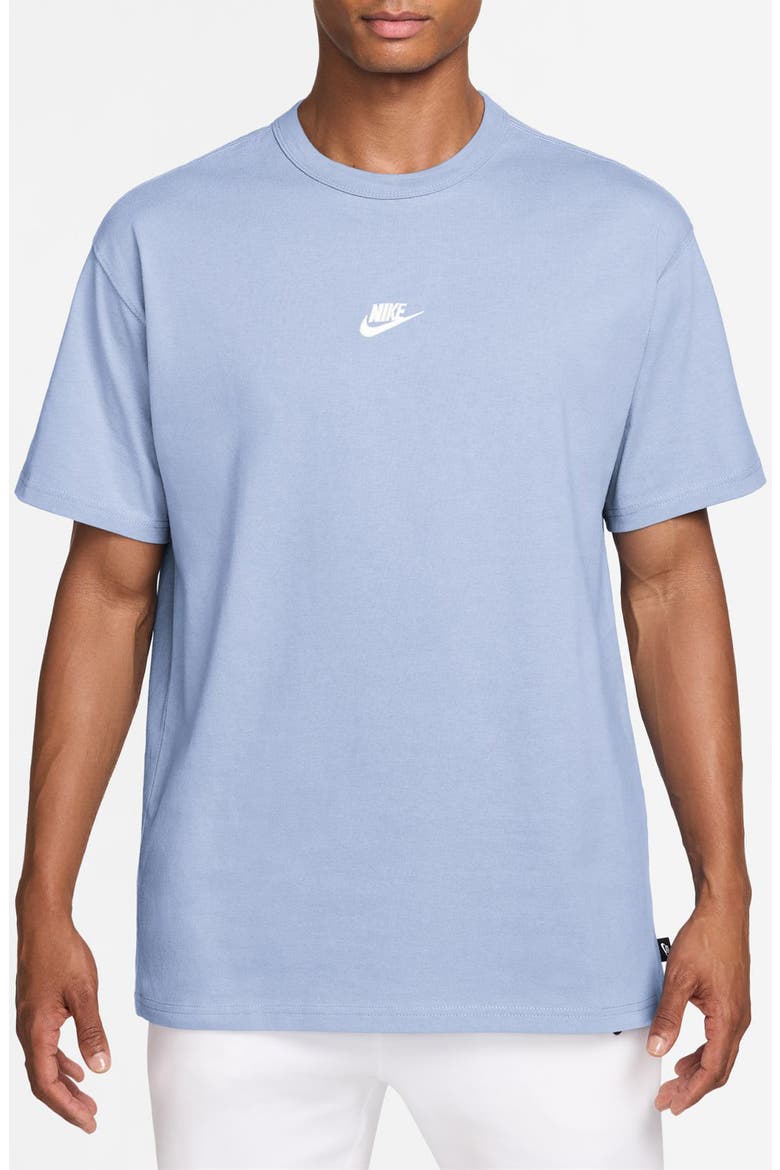 Sportswear Embroidered Swoosh Cotton T-Shirt, Main, color, HYDROGEN BLUE