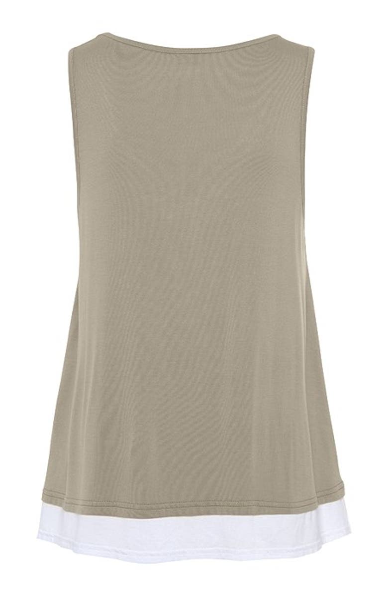 LASCANA Women's Layered Look Sleeveless Top, Alternate, color, Khaki & White