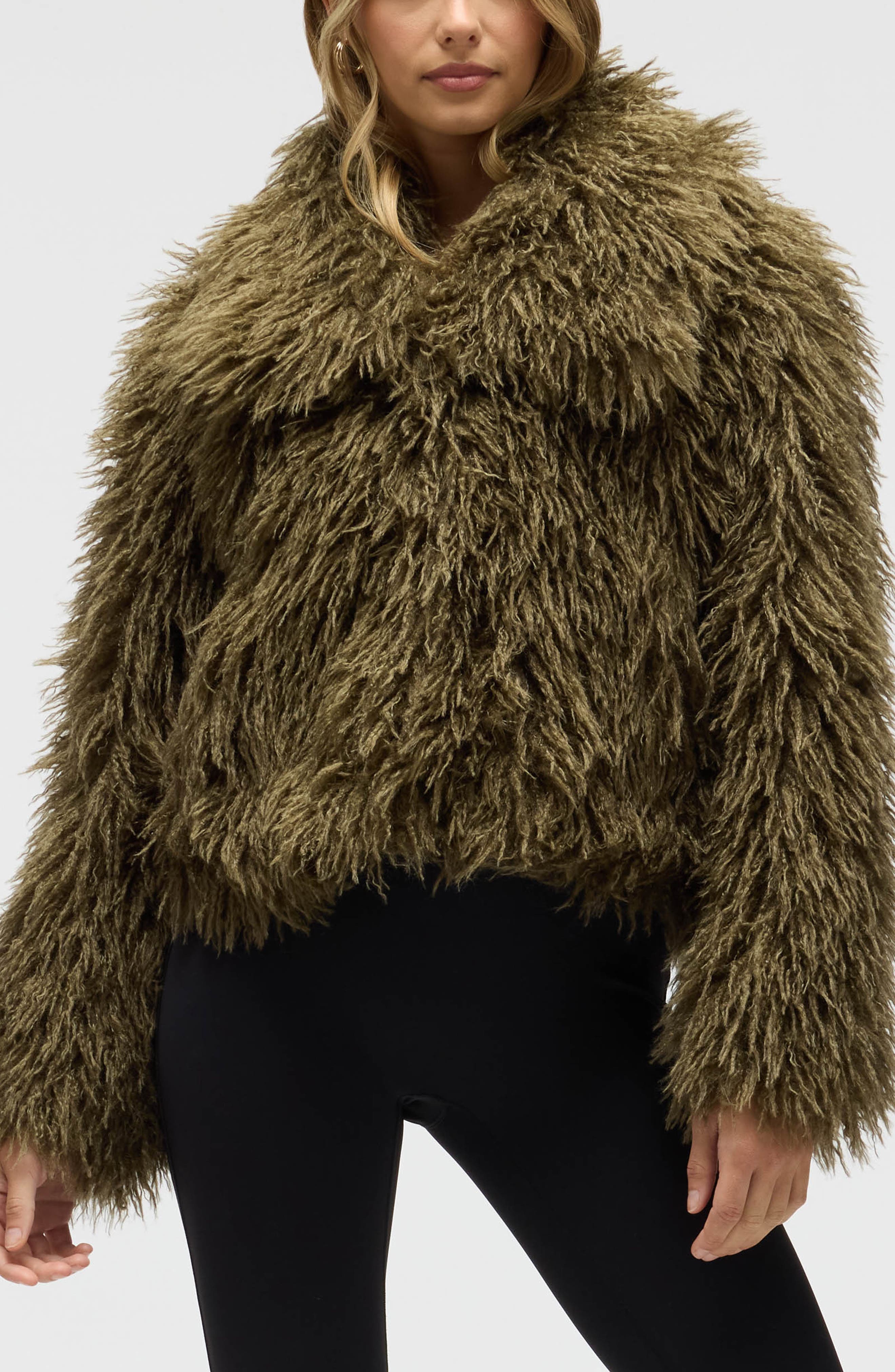 NVLT Shaggy Faux Fur Crop Jacket