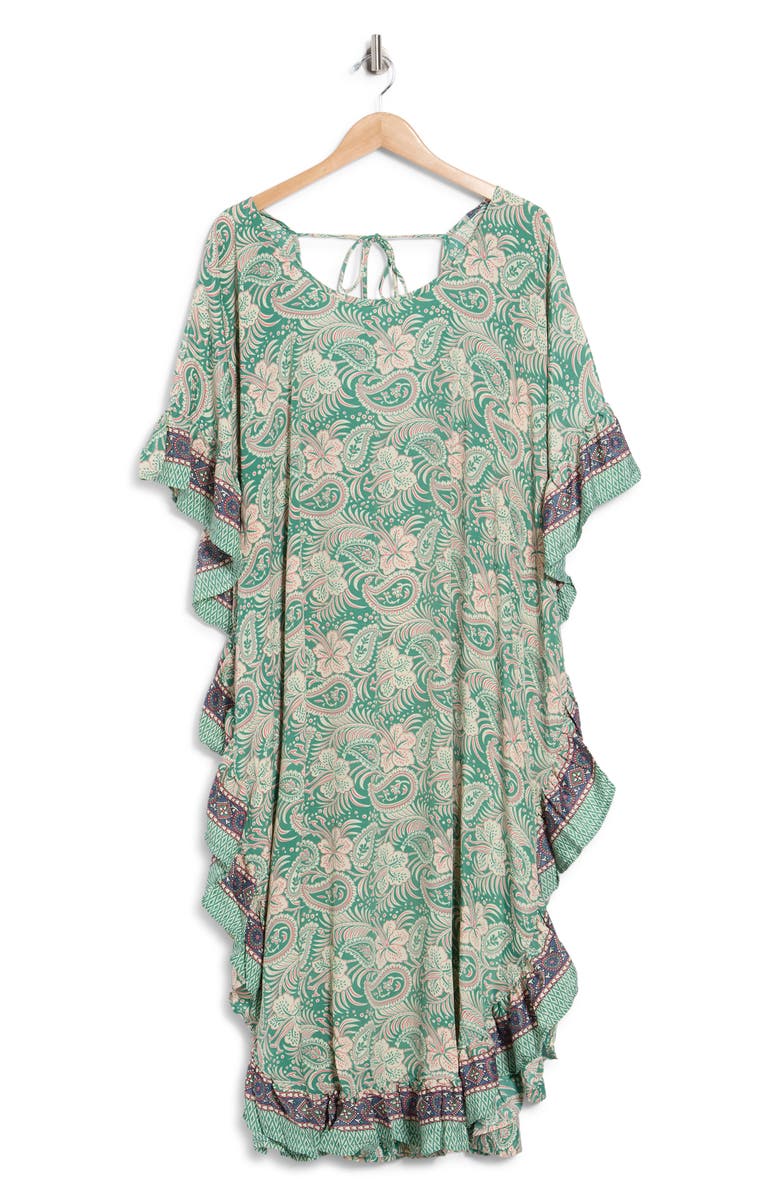 La Fiorentina Sara Kaftan Dress, Main, color, Green/ Nude