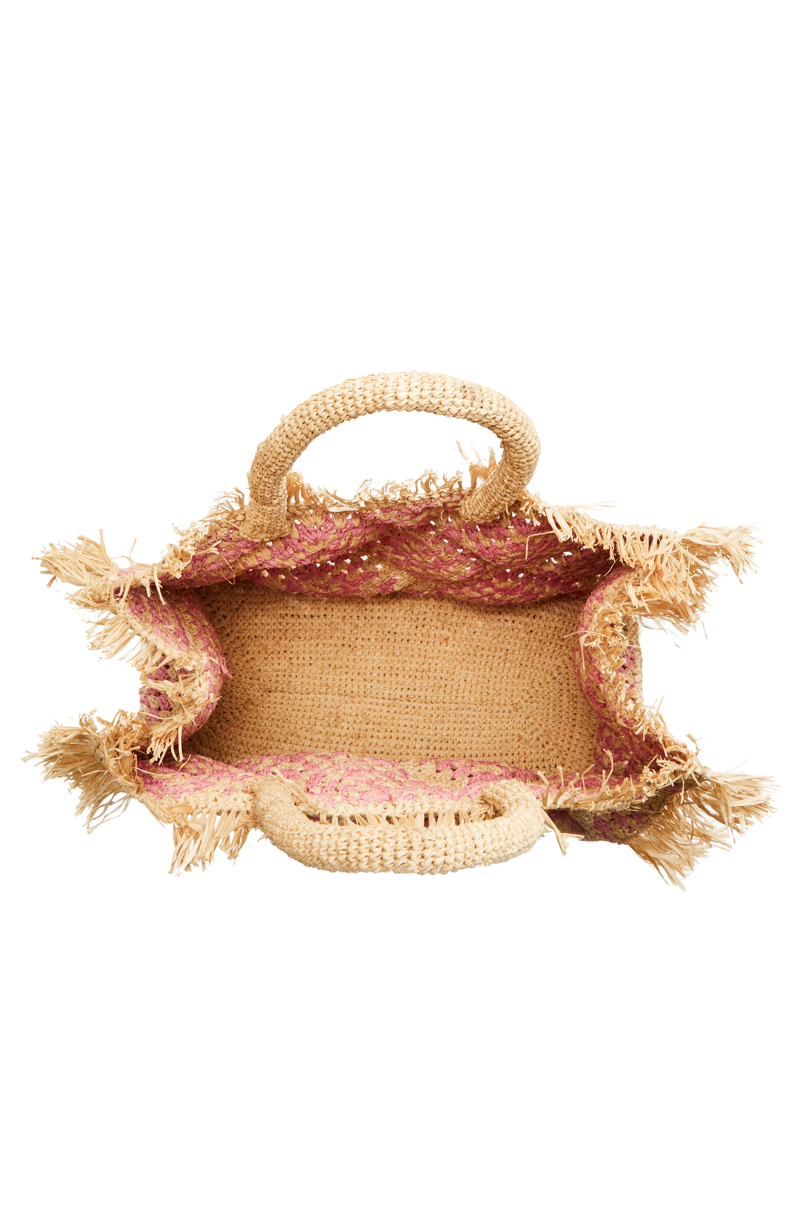Najoom Crochet Raffia Tote, Alternate, color, PINK