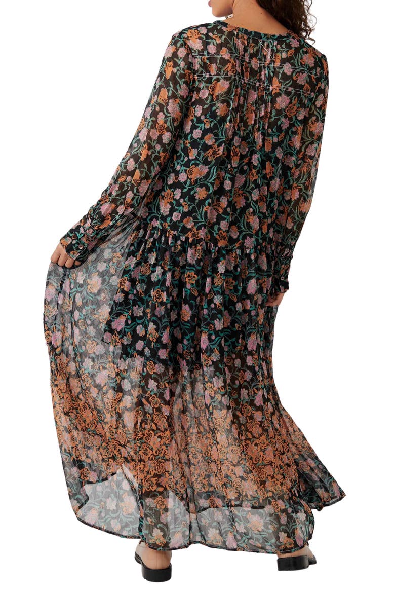 See It Through Floral Long Sleeve Maxi Dress, Alternate, color, BLACK COMBO