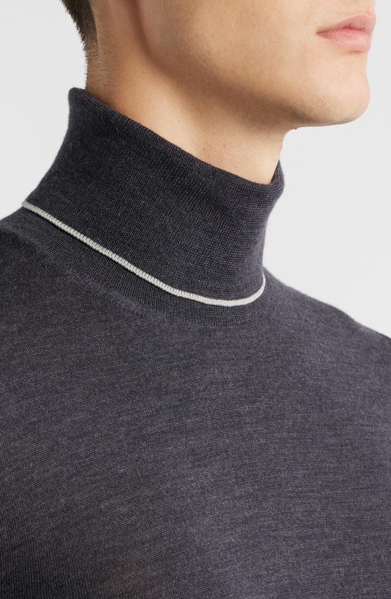 Canali Turtleneck Wool Sweater, Alternate, color, Charcoal
