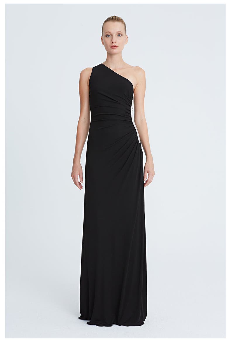 Amira Jersey Gown with Crystals, Main, color, Black