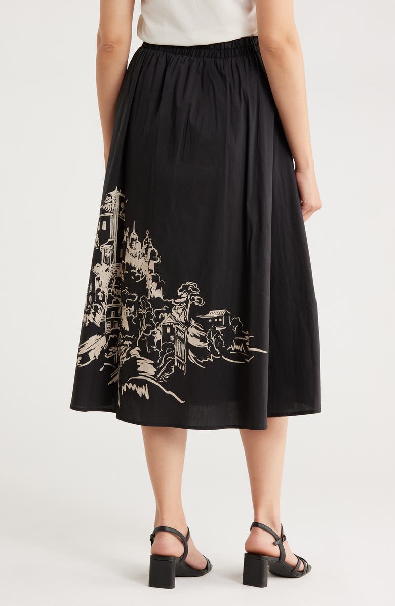 T Tahari Poplin Full Midi Skirt, Alternate, color, Villa Print