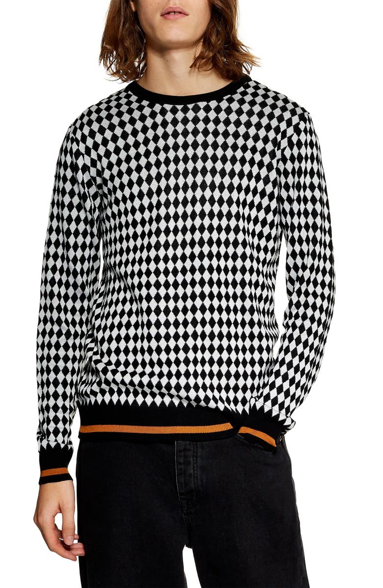 Topman Mini Diamond Crewneck Sweater, Main, color,