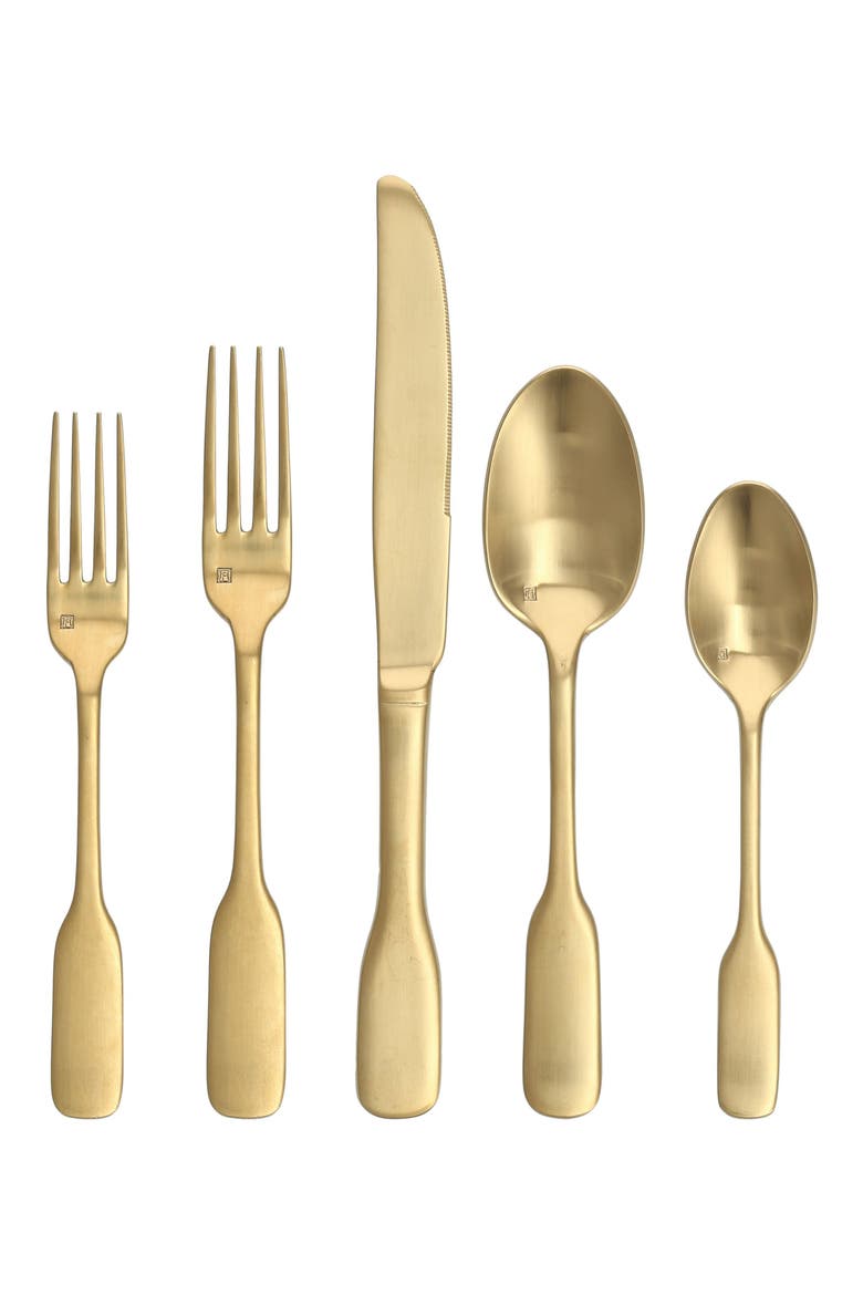 Ashton Brushed 20-Piece Flatware Set, Main, color, GOLD